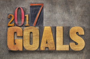 2017 goals in letterpress wood type